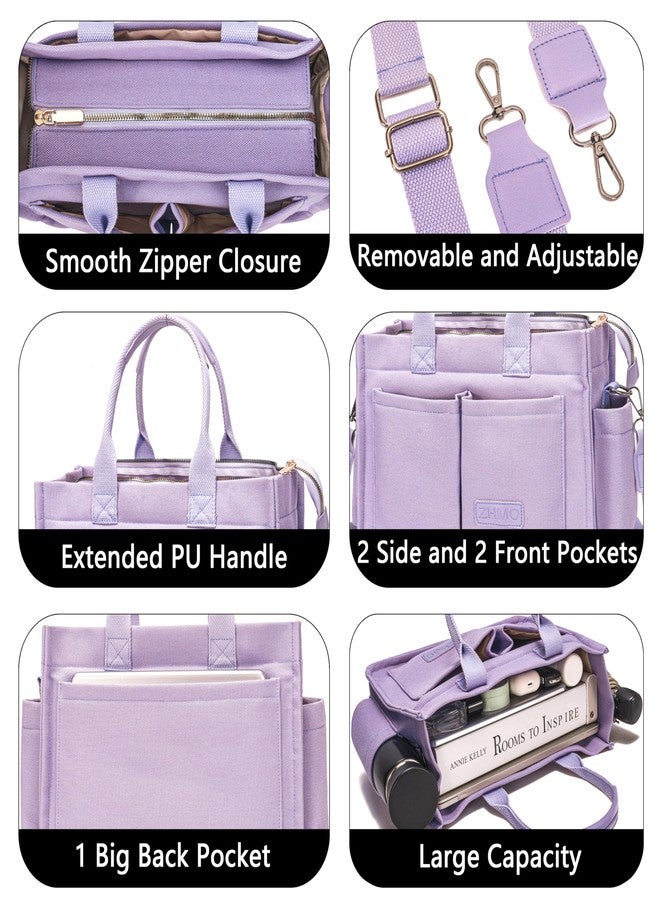 ZHMO Large Canvas Tote Bag for Women With Pockets,Laptop Crossbody Purses Everything Shoulder Bag Handbags for Work Bible Gym - Image 5