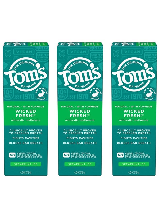 تومز أوف ماين معجون أسنان تومز أوف مين "ويكد فريش!" الطبيعي المضاد للتسوس، بالفلورايد، بنكهة النعناع، عبوة من 3 قطع، 4 أونصة - Image 1