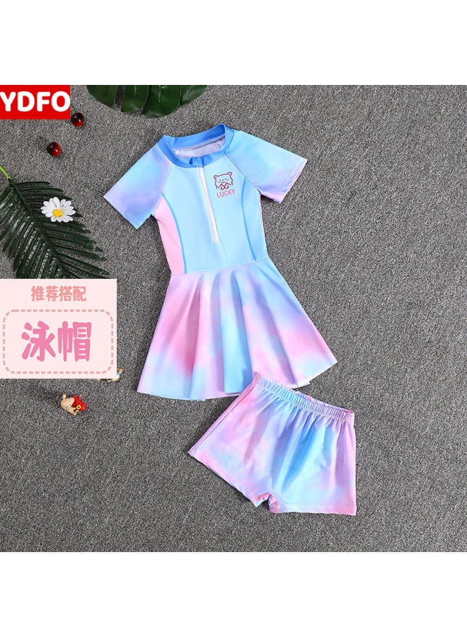 Children's Swimsuit Little Girl Summer New Split Girl Middle And Large Kidsren Professional Sun Protection Cartoon Hot Spring Swimsuit