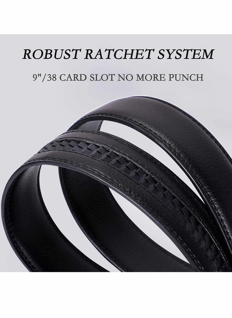 Excefore - Men's Belt, Leather Ratchet Dress Belt, Belt Adjustable Sliding Buckle, Automatic Buckle (2 PCS) - Image 1