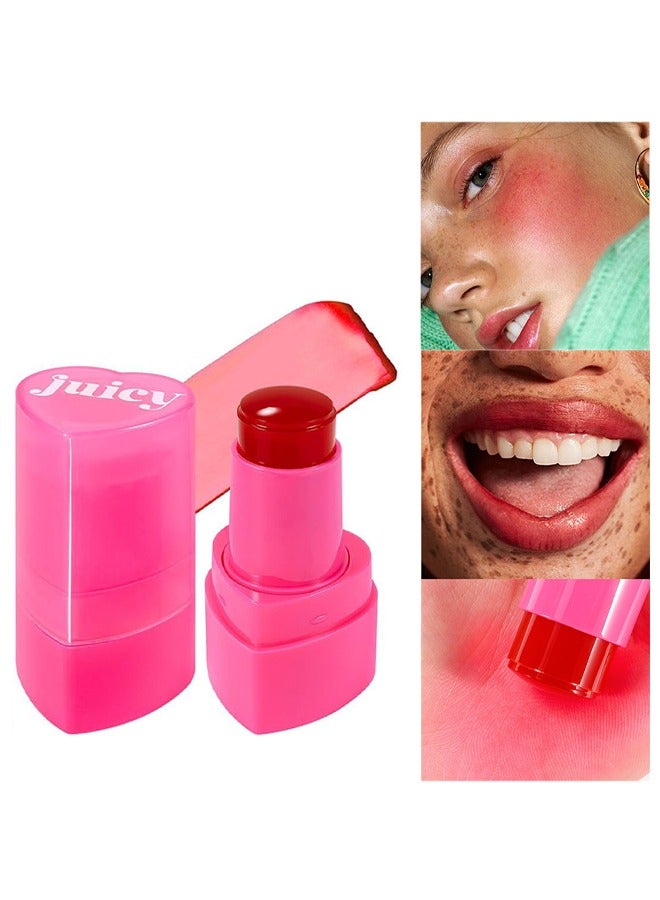 pudaier Juicy Jelly Lip + Cheek Tint,Multi-Use Water Jelly Tint Stick Sheer Lip & Cheek Stain Finish, 3-In-1 Cheek Blush & Eyeshadow & Lip Tinted Long-Lasting Moisture - 1,000+ Swipes Per Stick #01 - Image 1