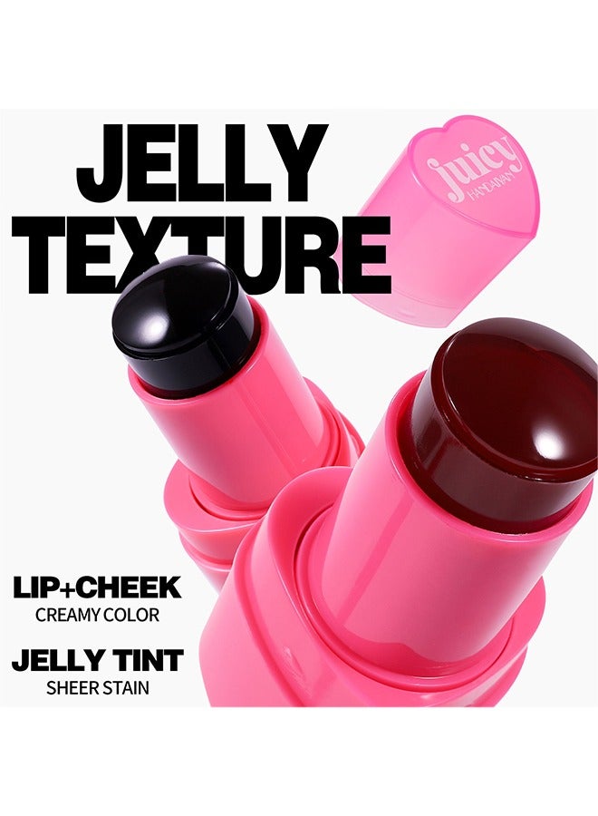 pudaier Juicy Jelly Lip + Cheek Tint,Multi-Use Water Jelly Tint Stick Sheer Lip & Cheek Stain Finish, 3-In-1 Cheek Blush & Eyeshadow & Lip Tinted Long-Lasting Moisture - 1,000+ Swipes Per Stick #01 - Image 3