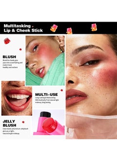 pudaier Juicy Jelly Lip + Cheek Tint,Multi-Use Water Jelly Tint Stick Sheer Lip & Cheek Stain Finish, 3-In-1 Cheek Blush & Eyeshadow & Lip Tinted Long-Lasting Moisture - 1,000+ Swipes Per Stick #01  - Image 4