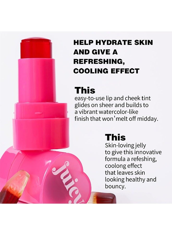 pudaier Juicy Jelly Lip + Cheek Tint,Multi-Use Water Jelly Tint Stick Sheer Lip & Cheek Stain Finish, 3-In-1 Cheek Blush & Eyeshadow & Lip Tinted Long-Lasting Moisture - 1,000+ Swipes Per Stick #01 - Image 5