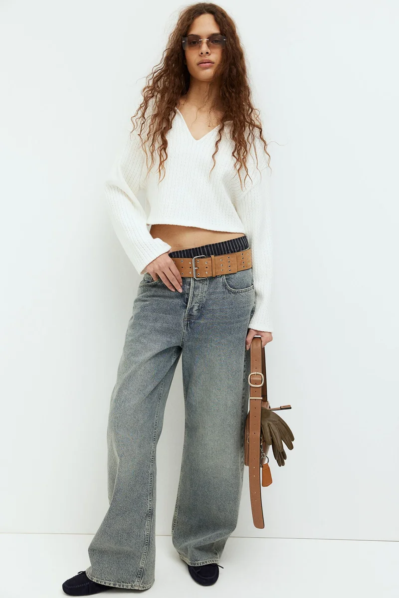 اتش اند ام كنزة قصيرة فضفاضة محبوكة