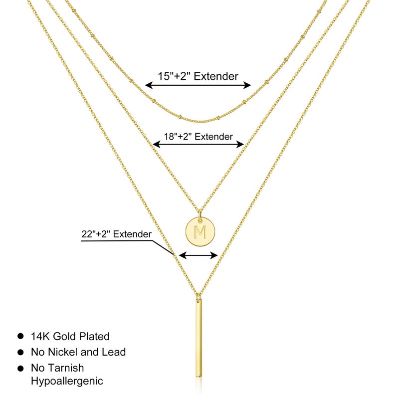 Vjoypro Layered Initial Necklaces for Women, Necklace for Women Dainty 14K-Gold-Plated Long Layering Y-Necklaces Initial M Letter Necklace Womens Jewelry - Image 5
