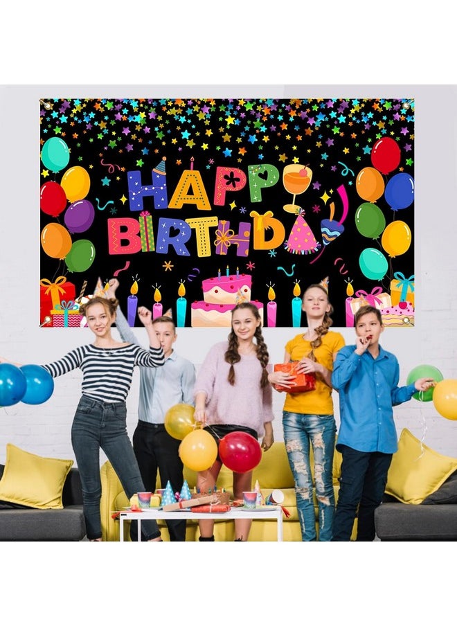 Mocsicka Mocsicka Happy Birthday Backdrop Banner Colorful Black Happy Birthday Party Decorations Large Yard Sign for Kid Birthday Party Indoor Outdoor Decoration Supplies  - Image 2