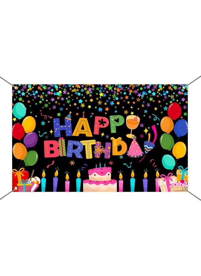 Mocsicka Mocsicka Happy Birthday Backdrop Banner Colorful Black Happy Birthday Party Decorations Large Yard Sign for Kid Birthday Party Indoor Outdoor Decoration Supplies  - Image 5