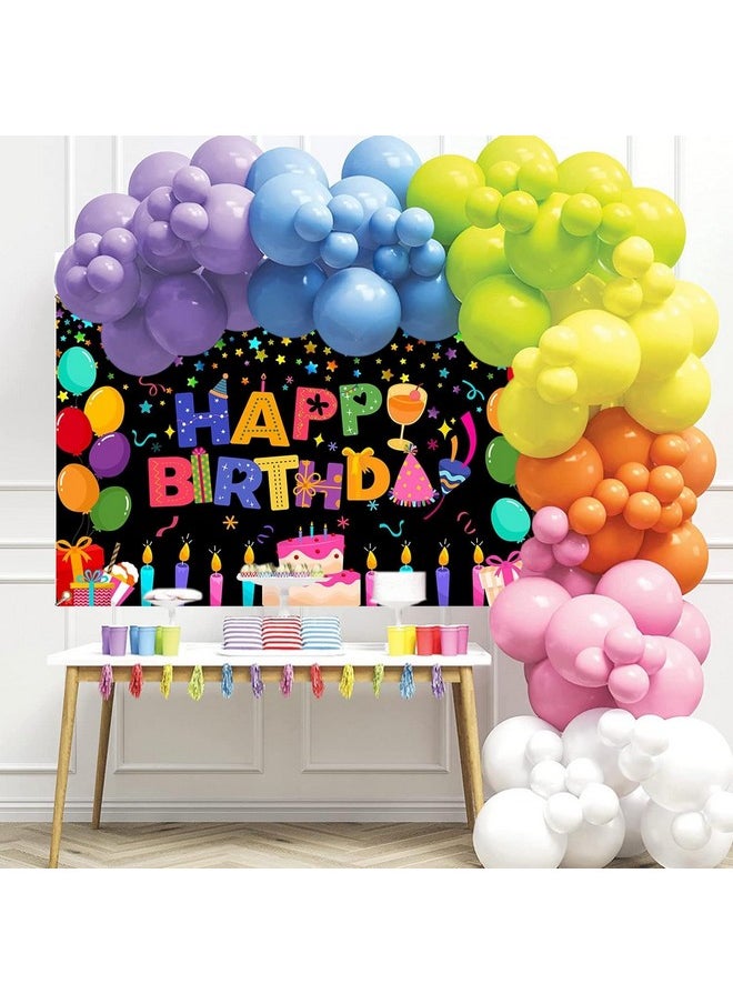 Mocsicka Mocsicka Happy Birthday Backdrop Banner Colorful Black Happy Birthday Party Decorations Large Yard Sign for Kid Birthday Party Indoor Outdoor Decoration Supplies  - Image 3