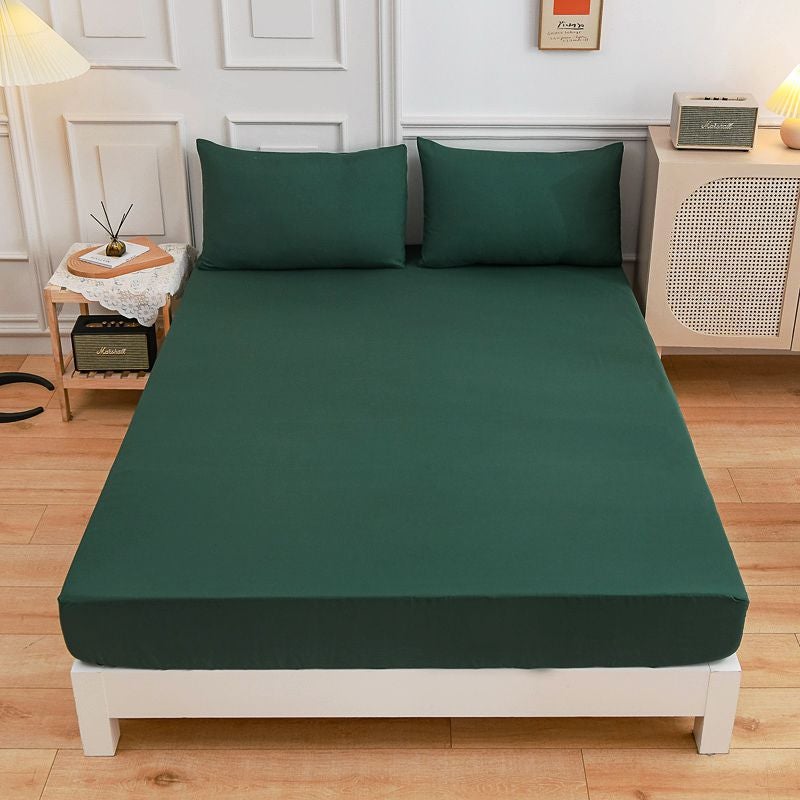 New Solid Color Simple Sanding Bed Hat Pillowcase Single Double Dark Plain Bedspread - Image 1