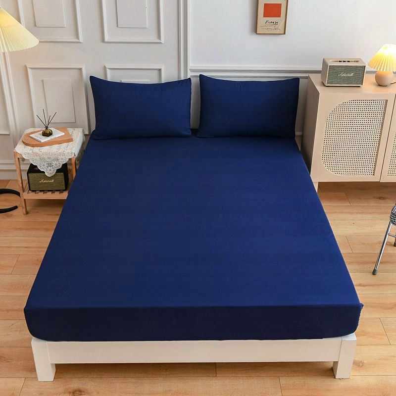 New Solid Color Simple Sanding Bed Hat Pillowcase Single Double Dark Plain Bedspread - Image 4