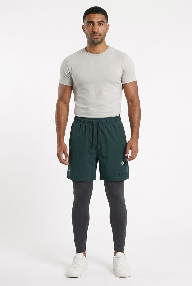 Moveletix Men's 2in1 Training Shorts Green with Legging - Image 4