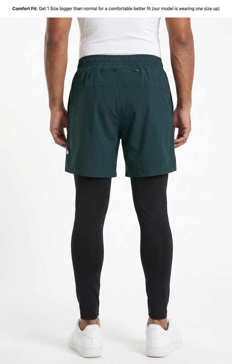 Moveletix Men's 2in1 Training Shorts Green with Legging - Image 2