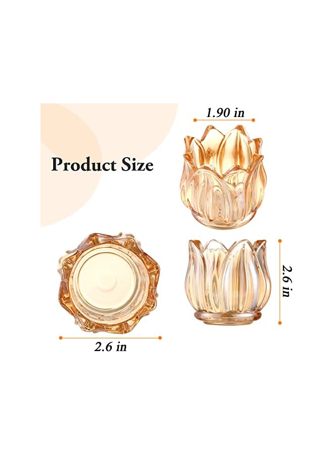 The Bros مجموعة حوامل الشموع الذهبية 12، حوامل شموع الشاي من الزجاج السميك بالجملة، برطمانات شموع الشاي لتزيين طاولات الزفاف، مستلزمات الحفلات، زينة حفلات الزفاف، قطع مركزية للطاولات - Image 4