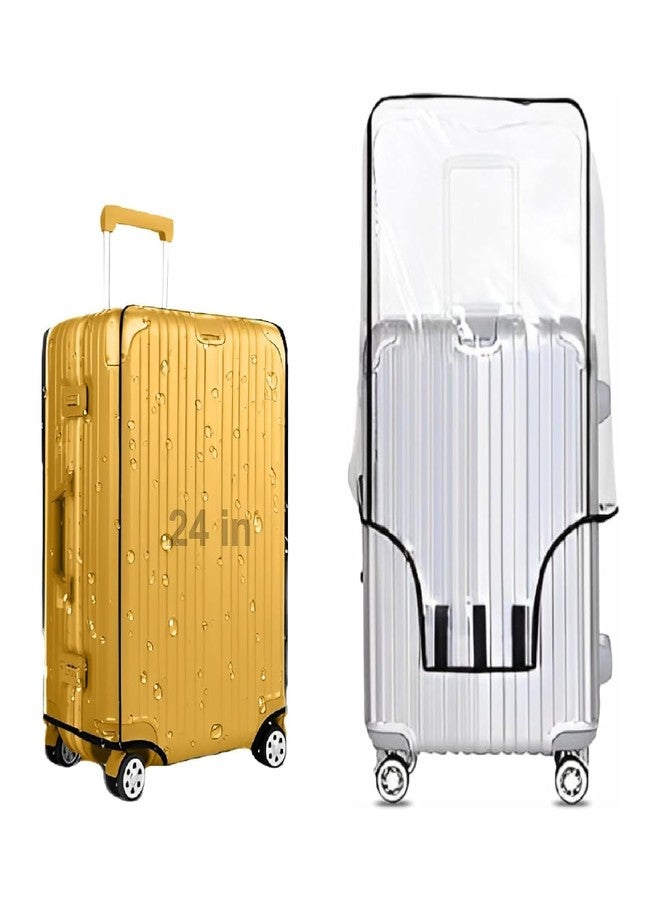 QUICZEN Suitcase Cover | Transparent PVC Luggage Cover for Hard Trolley Bag | Waterproof Clear Protective Trolley Bag Cover with Zipper, Travel Dustproof Protector (24 INCH [Medium]) - Image 1