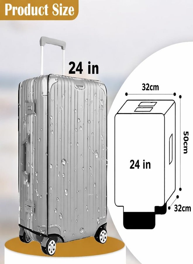 QUICZEN Suitcase Cover | Transparent PVC Luggage Cover for Hard Trolley Bag | Waterproof Clear Protective Trolley Bag Cover with Zipper, Travel Dustproof Protector (24 INCH [Medium]) - Image 2
