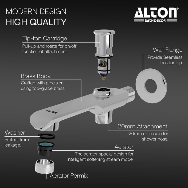 ALTON AXN9555 Bath Tub Spout with Button Attachment for Hand Shower Silver - Image 3