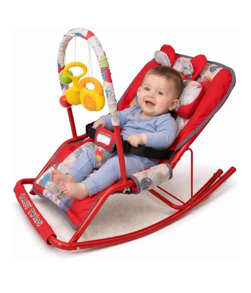 Baby Bouncer with Safety Belt and Toy Set (red) - Image 2