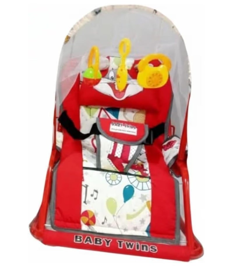 Baby Bouncer with Safety Belt and Toy Set (red) - Image 4