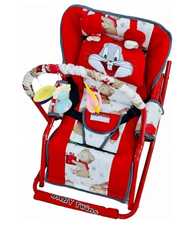 Baby Bouncer with Safety Belt and Toy Set (red) - Image 1
