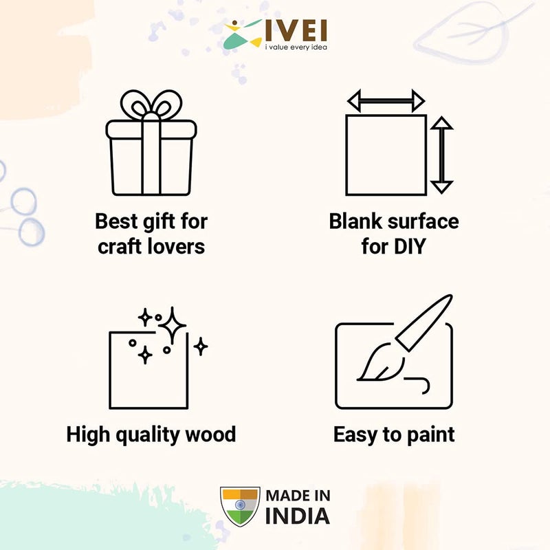 IVEI DIY MDF Stationery Wood Sheet Craft - Plain MDF Cutouts Stationery Desktop Organizer for Painting, Decoupage, Resin Art Work & Decoration ( DIY MDF Paper Weight - Set of 4) - Image 5