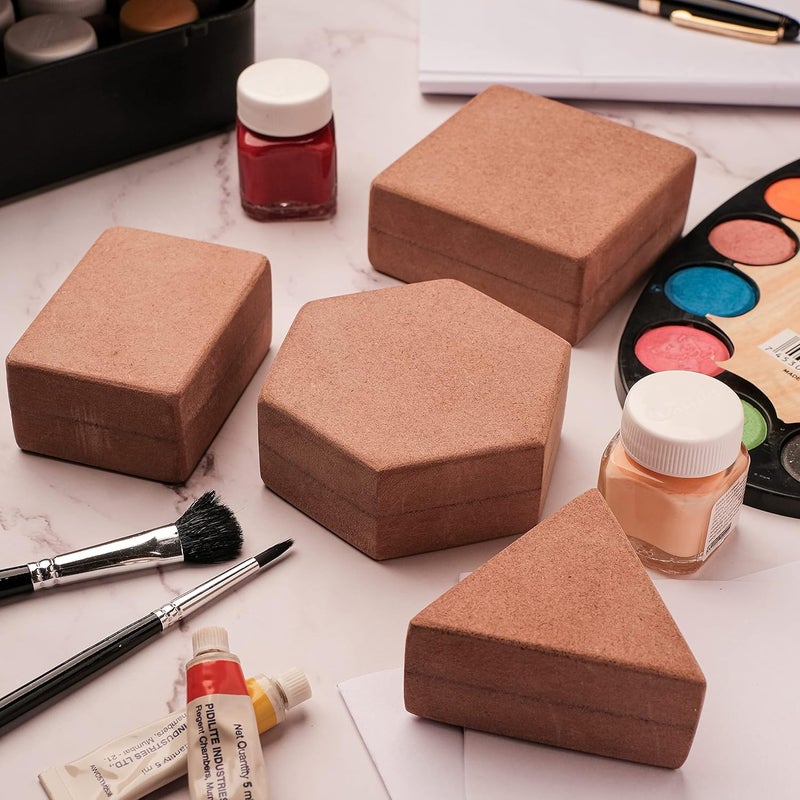 IVEI DIY MDF Stationery Wood Sheet Craft - Plain MDF Cutouts Stationery Desktop Organizer for Painting, Decoupage, Resin Art Work & Decoration ( DIY MDF Paper Weight - Set of 4) - Image 3