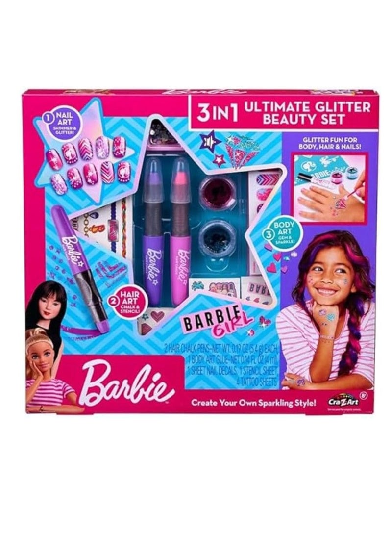 CRAZ ART Barbie 3 in 1 Ultimate Glitter Beauty Set - Image 1