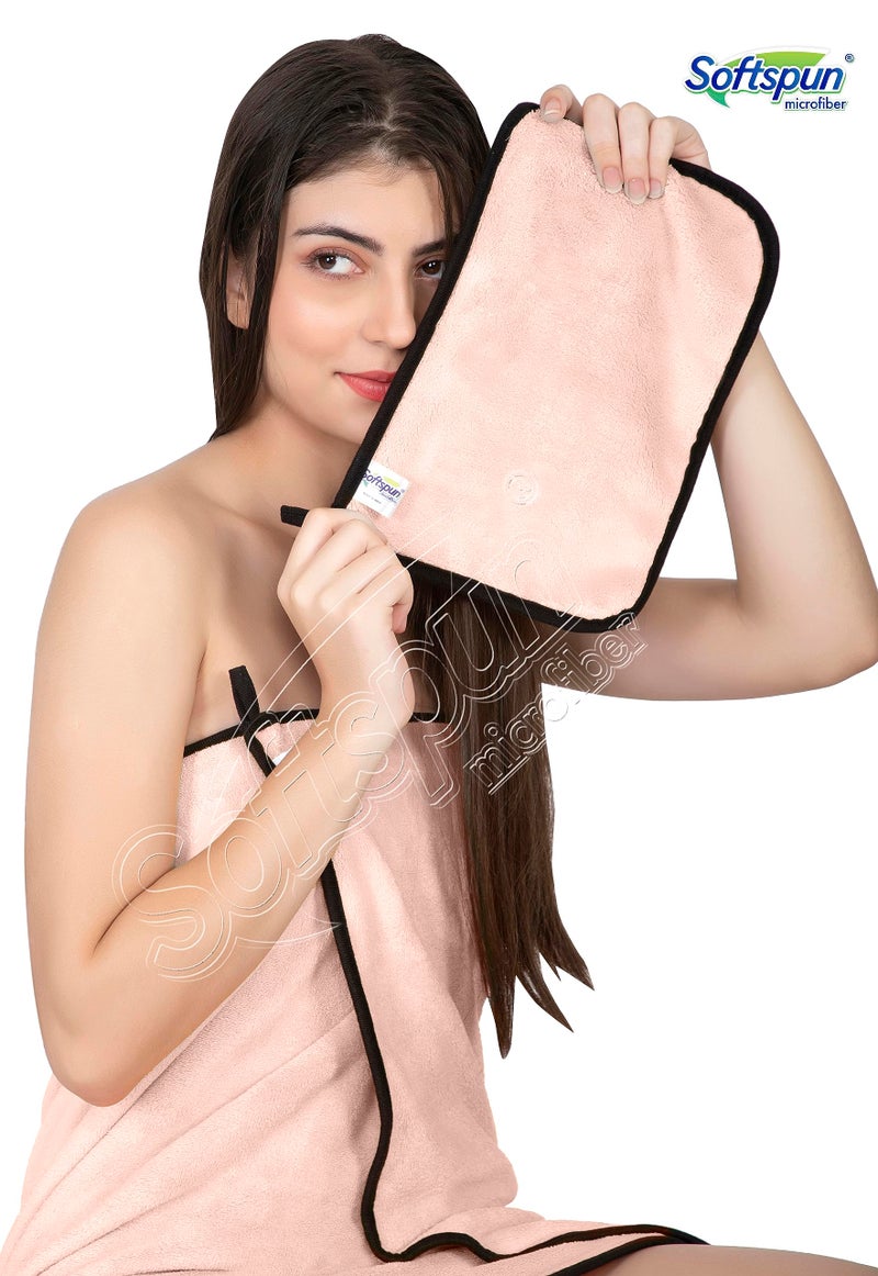 SOFTSPUN Microfiber Hand & Face Wipes 280 GSM 20x30 Cms, 4 Piece Towel Set, (Light Pink) Super Soft & Silky for Hand, Face and Body - Hypoallergenic Sensitive Skin Wipes & Washcloths. - Image 3
