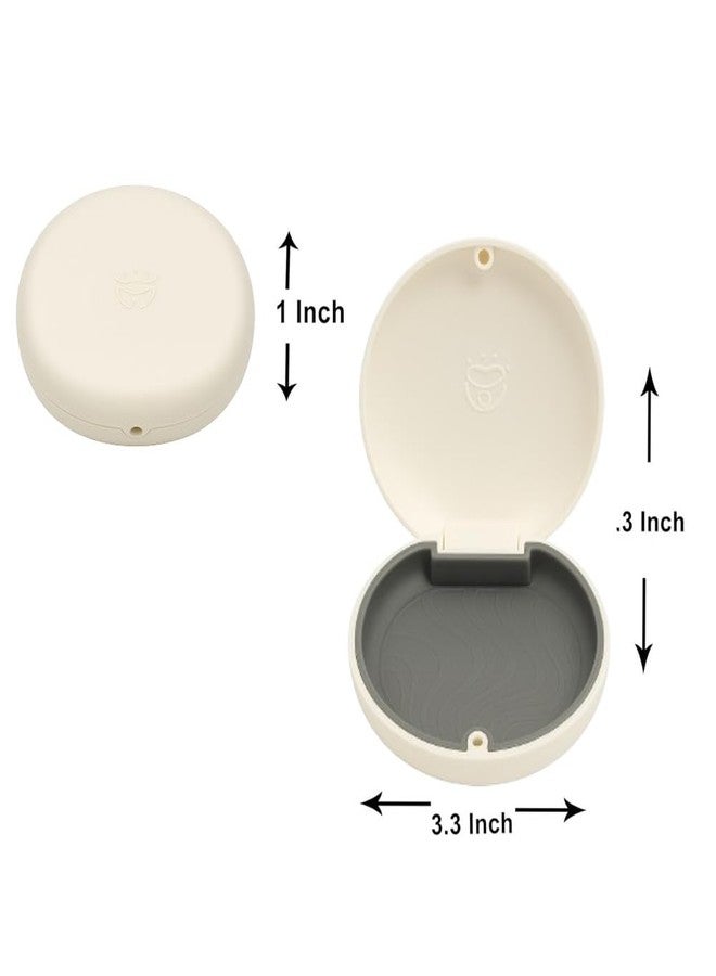 Dentosmile Slim Aligner Case/Aligner and Retainer Case/Dental Orthodontic Retainer Box - Off White Color with Silicone Layer and Cotton Bag Carry Case - Image 3