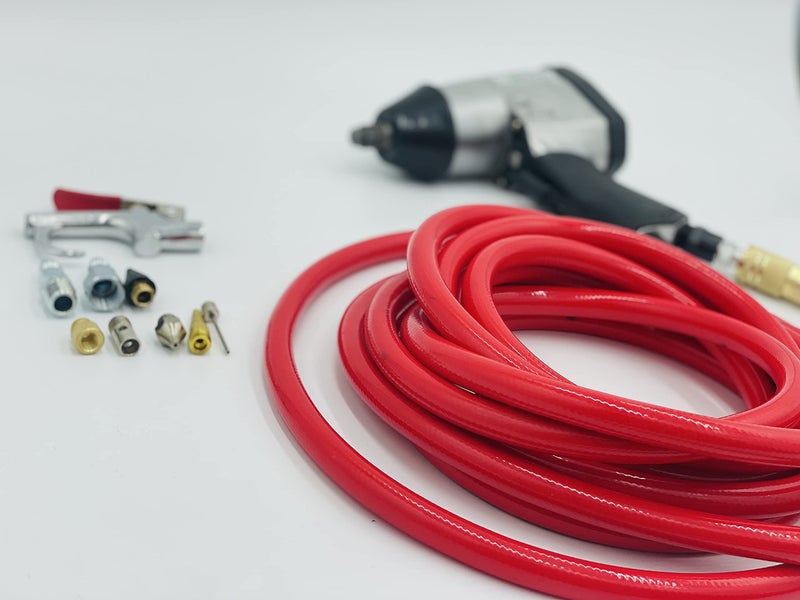 DYNAMIC POWER 3/8" x 50ft PVC Air Compressor Hose WITH 10 Pieces Air Compressor Accessories Kit - Image 2
