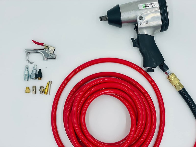 DYNAMIC POWER 3/8" x 50ft PVC Air Compressor Hose WITH 10 Pieces Air Compressor Accessories Kit - Image 4