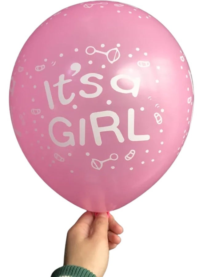 Goldedge 25 PCS Pink Latex Balloons – 12 Inch Baby Shower Balloons with ‘It’s a Girl’ White Print for Gender Reveals & Celebrations - Image 3