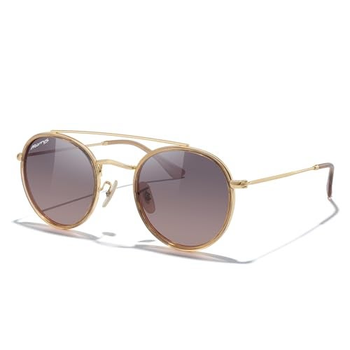 MERRY'S Retro Round Polarized Sunglasses - Unisex Double Bridge Sun Glasses - Image 3