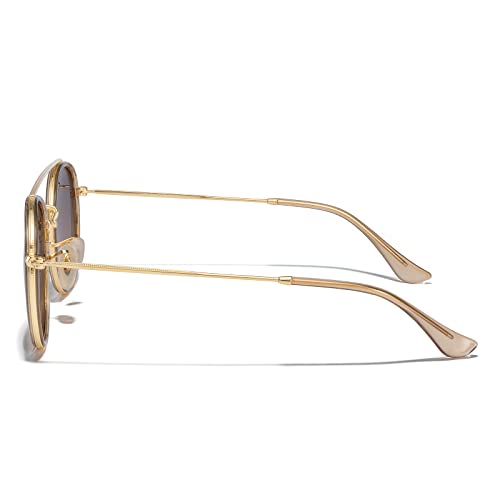 MERRY'S Retro Round Polarized Sunglasses - Unisex Double Bridge Sun Glasses - Image 4