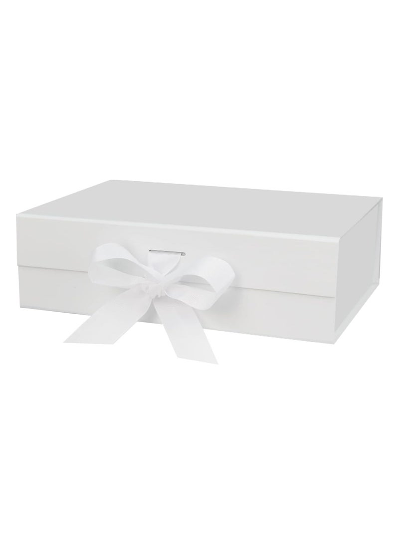 دان كولين علبة هدايا عالية الجودة، شريط الشريط الأبيض مربع هدايا كبيرة، مع غطاء مربع قابل للطي، مناسبة للأعياد، عيد ميلاد، ذكرى 29 * 22 * 10 سم - Image 1