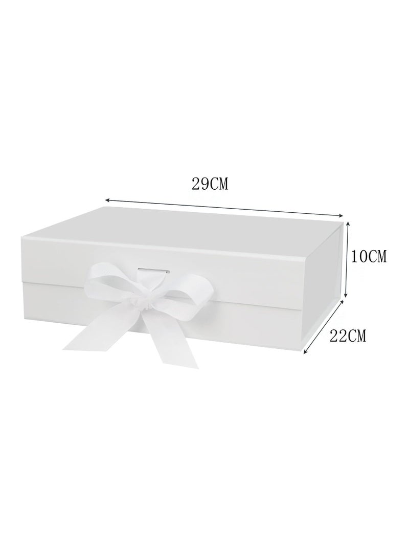 دان كولين علبة هدايا عالية الجودة، شريط الشريط الأبيض مربع هدايا كبيرة، مع غطاء مربع قابل للطي، مناسبة للأعياد، عيد ميلاد، ذكرى 29 * 22 * 10 سم - Image 2
