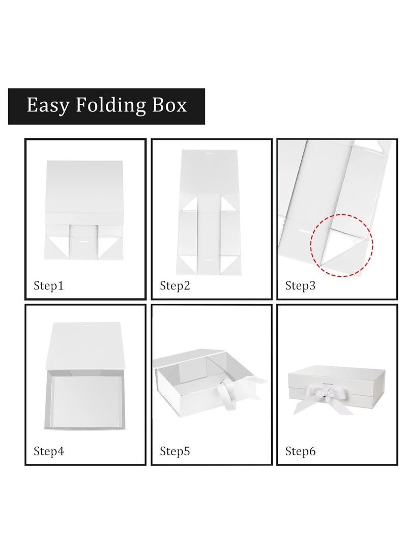 دان كولين علبة هدايا عالية الجودة، شريط الشريط الأبيض مربع هدايا كبيرة، مع غطاء مربع قابل للطي، مناسبة للأعياد، عيد ميلاد، ذكرى 29 * 22 * 10 سم - Image 3