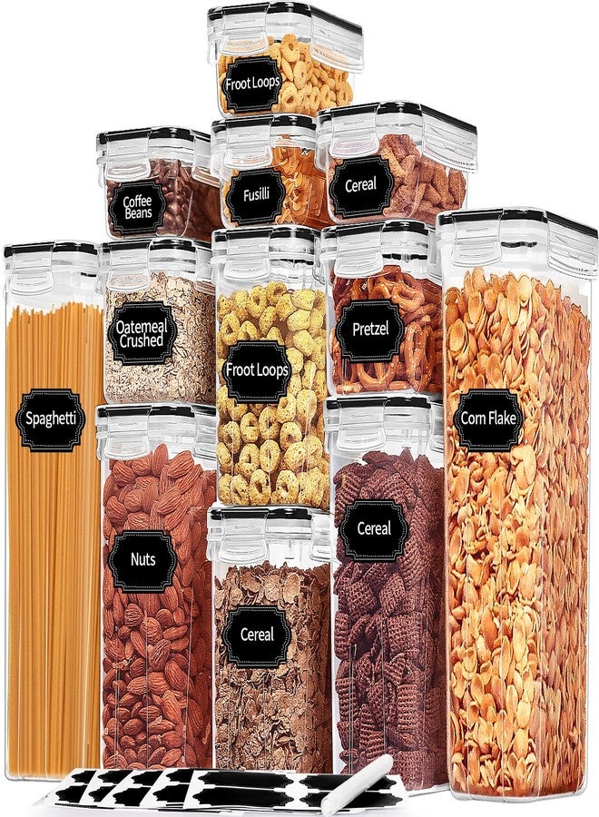 PRAKI Airtight Food Storage Containers with Lids, 12PCS Plastic Kitchen Storage Containers for Pantry Organizers and Storage - Cereal, Rice, Flour and Sugar Containers with Labels & Marker - Image 1