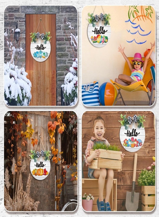 Burbell 20 Pcs Interchangeable Welcome Sign Valentine's Day Interchangeable Wooden Seasonal Hello Sign Rustic Round Seasonal Wreaths for Front Door Porch Wall Decor(White) - Image 5