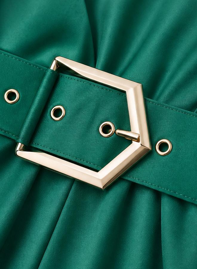 Take Two Neon Green A-Line Knee-Length Dress - Image 3