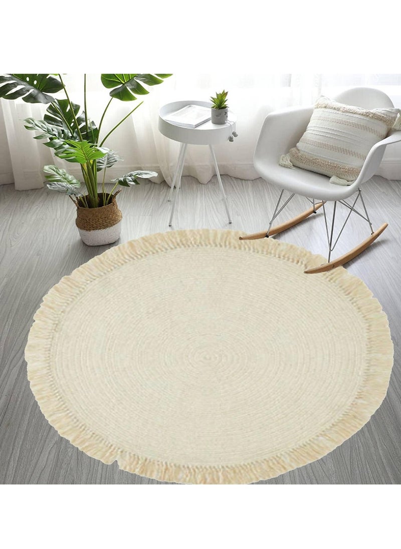 HOME TASTE TOMSUN Soft Round Washable Area Rug 100 Cm Round Non-Slip Small Circle Mat Thin Indoor Floor Carpet  - Image 1