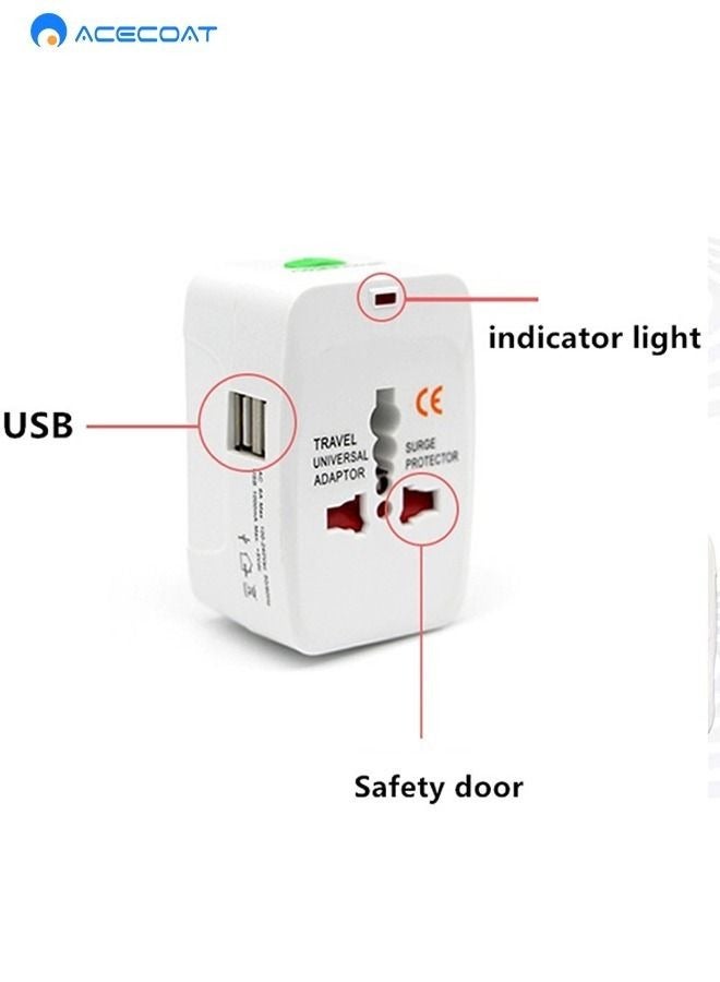 ACECOAT All-in-One Universal International Adapter with Dual USB Ports for Travel - Image 2
