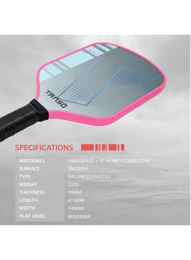 TANSO Kaze Fiberglass Pickleball Paddle with Free Full Pickleball Paddle Cover (220 Grams, 415mm, Fiberglass Surface Pickleball Paddle with Polypropylene Honeycomb Core) (Pink) - Image 2
