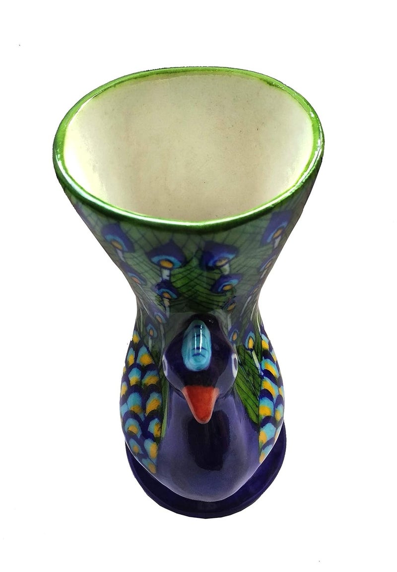 Shiv Kripa Blue Pottery Ceramic Flower Vase 7 INCH Blue - Image 3