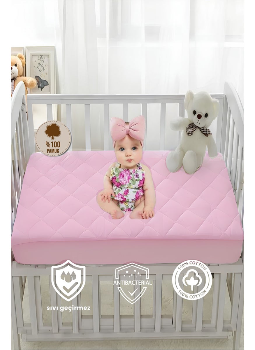 Formeya Cotton Quilted Fitted Water Liquid Proof Baby-Child Mattress Protector, Park Bed Crib Mattress Protector 