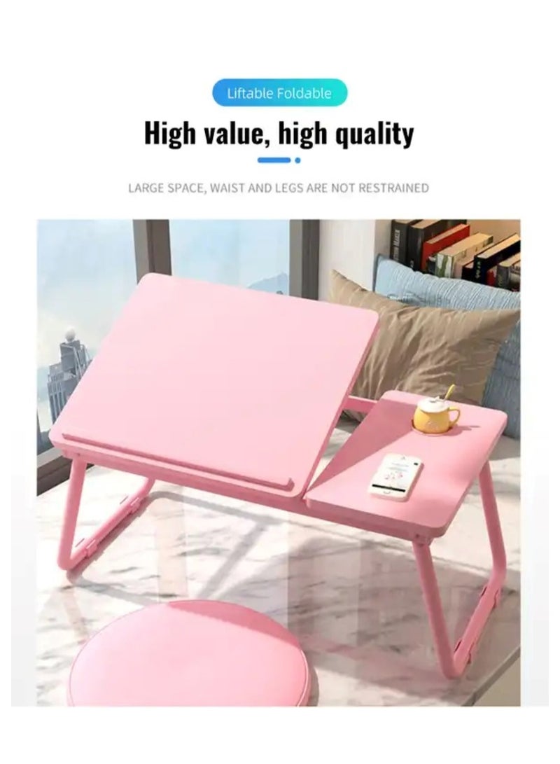 Huitich Wood Multi Purpose- Adjustable Laptop Desk For Study And Reading With Foldable Non Slip Legs Pink - Image 5
