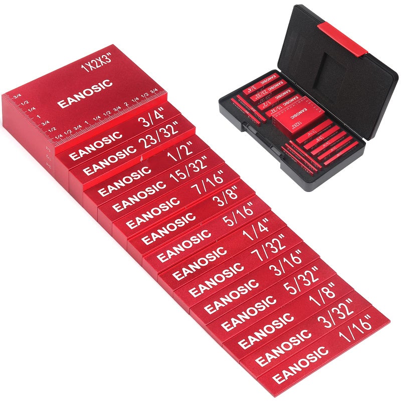 Eanosic Setup Blocks Height Gauge Set  15Pcs Precision Aluminum Setup Bars For Router And Table Saw Accessories Woodworking Set Up  Bars Include Laser Engraved Size Markings - Image 1