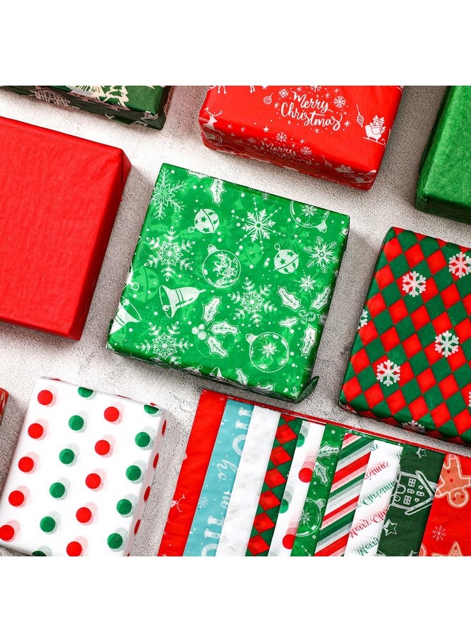 SANNIX 120 Sheets Christmas Tissue Paper 20 X 20 Inches 12 Patterns Red Green Gift Wrapping Paper Holiday Tissue Paper For Gift Wrapping Diy Crafts Xmas Christmas Party Decoration - Image 3