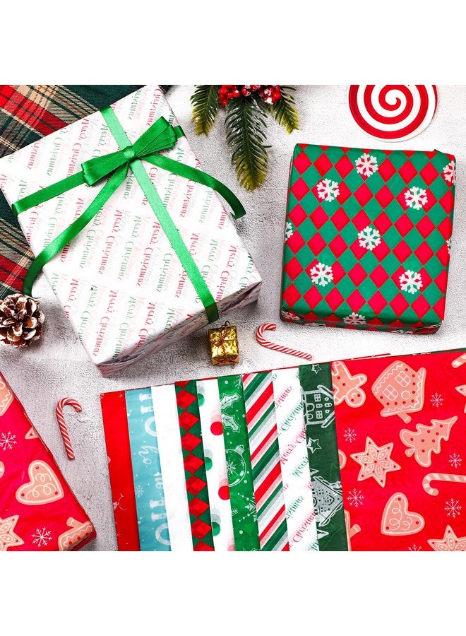 SANNIX 120 Sheets Christmas Tissue Paper 20 X 20 Inches 12 Patterns Red Green Gift Wrapping Paper Holiday Tissue Paper For Gift Wrapping Diy Crafts Xmas Christmas Party Decoration - Image 1