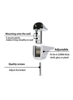 Excefore Glass Shelf Bracket, Duckbill Clip Shelf Bracket, Adjustable Glass Shelf Bracket, 4 Pcs Adjustable Wood/Glass Shelf Bracket, for 2-23mm Thickness Shelf Glass Shelf  - Image 5